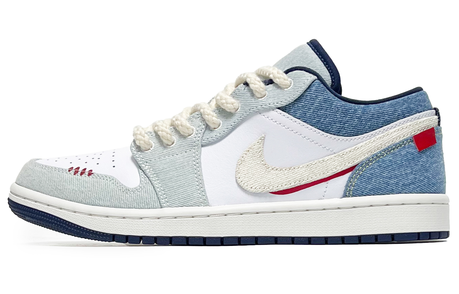 Jordan Air Jordan 1 Night Sky Lightning 2.0 Abrasion Resistant Low top Vintage Basketball Shoes Men’s Light Blue