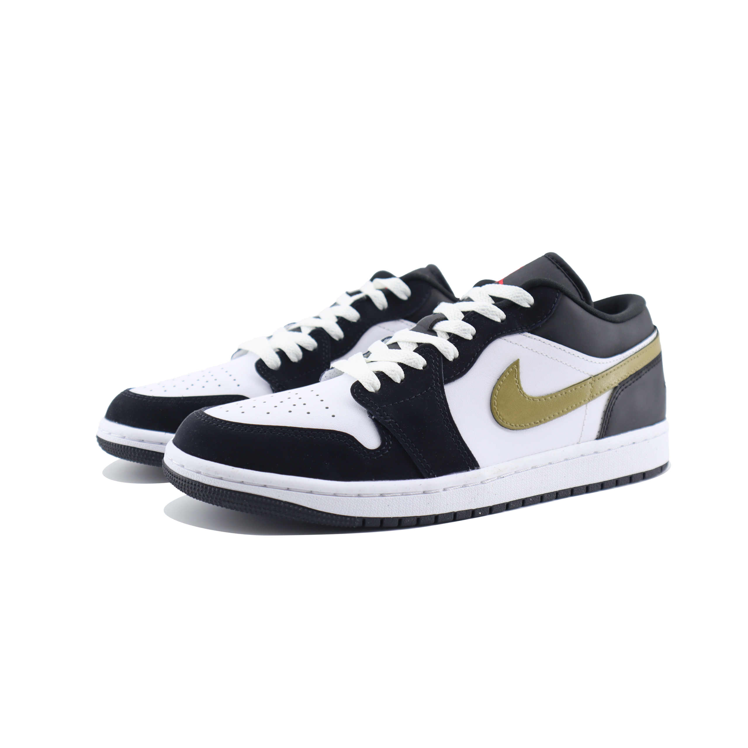 Jordan Air Jordan 1 Slip Resistant Abrasion Resistant Low top Vintage Basketball Shoes Unisex Black White Brown
