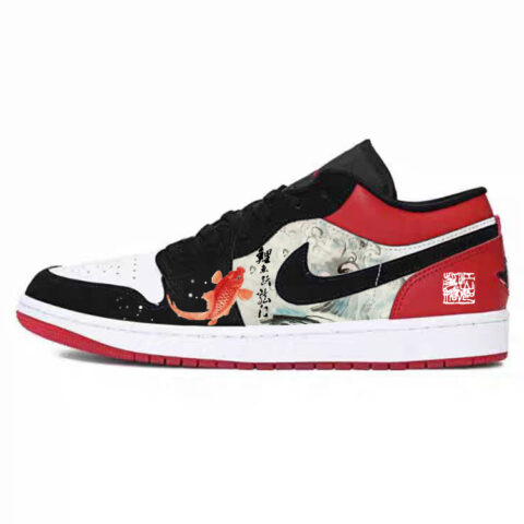 Jordan Air Jordan 1 Slip Resistant Abrasion Resistant Low top Vintage Basketball Shoes Unisex Black