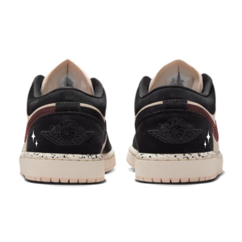 Jordan Air Jordan 1 Sunrise, Cute Bear Cat Anti Slip Wear Resistant Low Top Vintage Basketball Shoes Women’s Black Pink