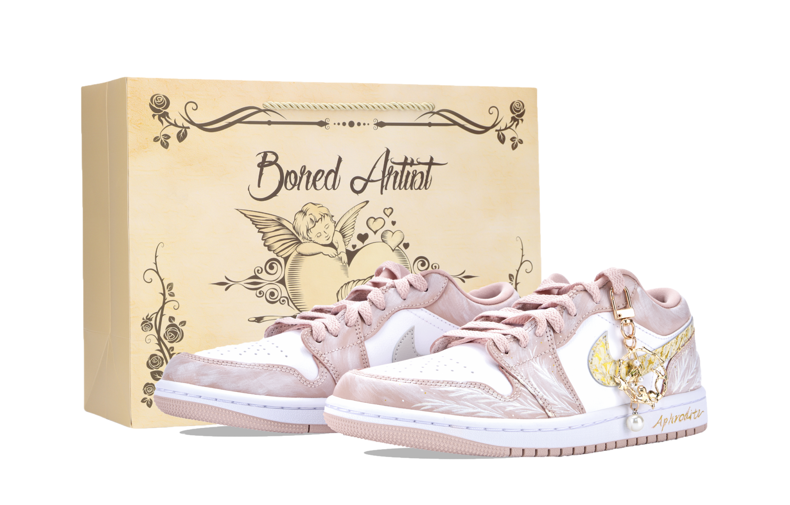 Jordan Air Jordan 1 Low top Vintage Basketball Shoes Unisex Pink