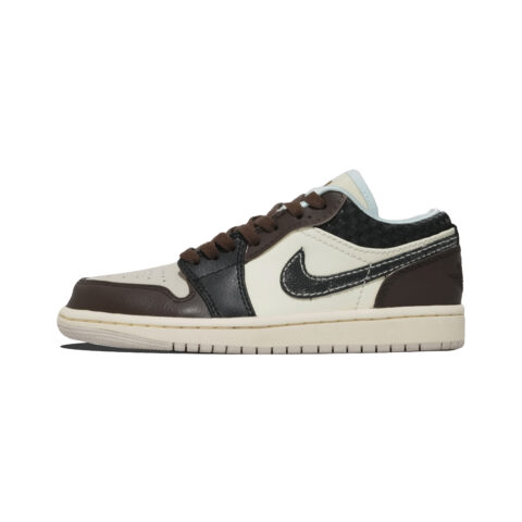 Jordan Air Jordan 1 Mocha Latte Cushioning, Wear Resistant Low top Vintage Basketball Shoes Unisex Black Brown
