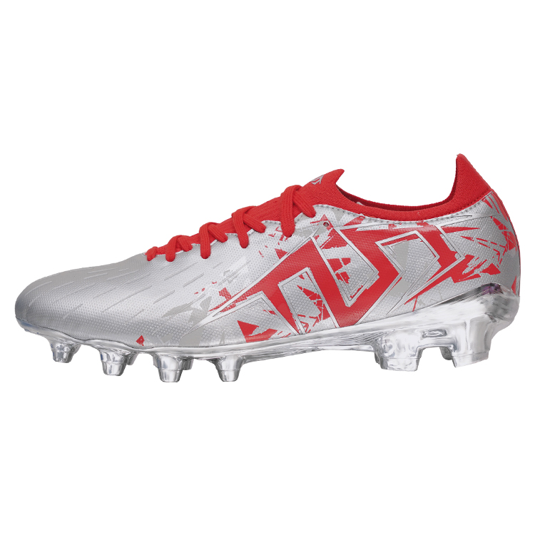 TLSS. FG Firm Ground Natural Grass Cushioning Slip Resistant Cushioning Slip Resistant Soccer Shoes Men’s Silver Red