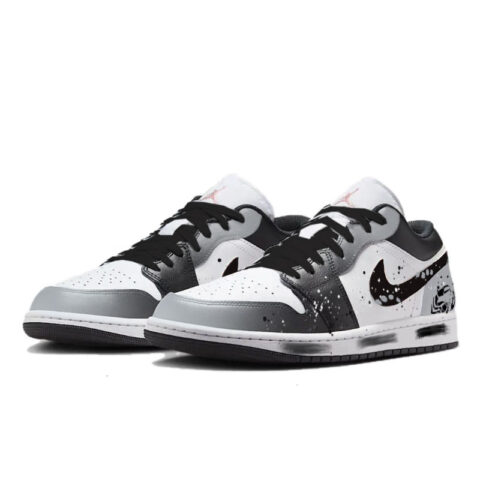 Jordan 1 Gray Ink Assassin Abrasion Resistant Low top Vintage Basketball Shoes Men’s Black Gray