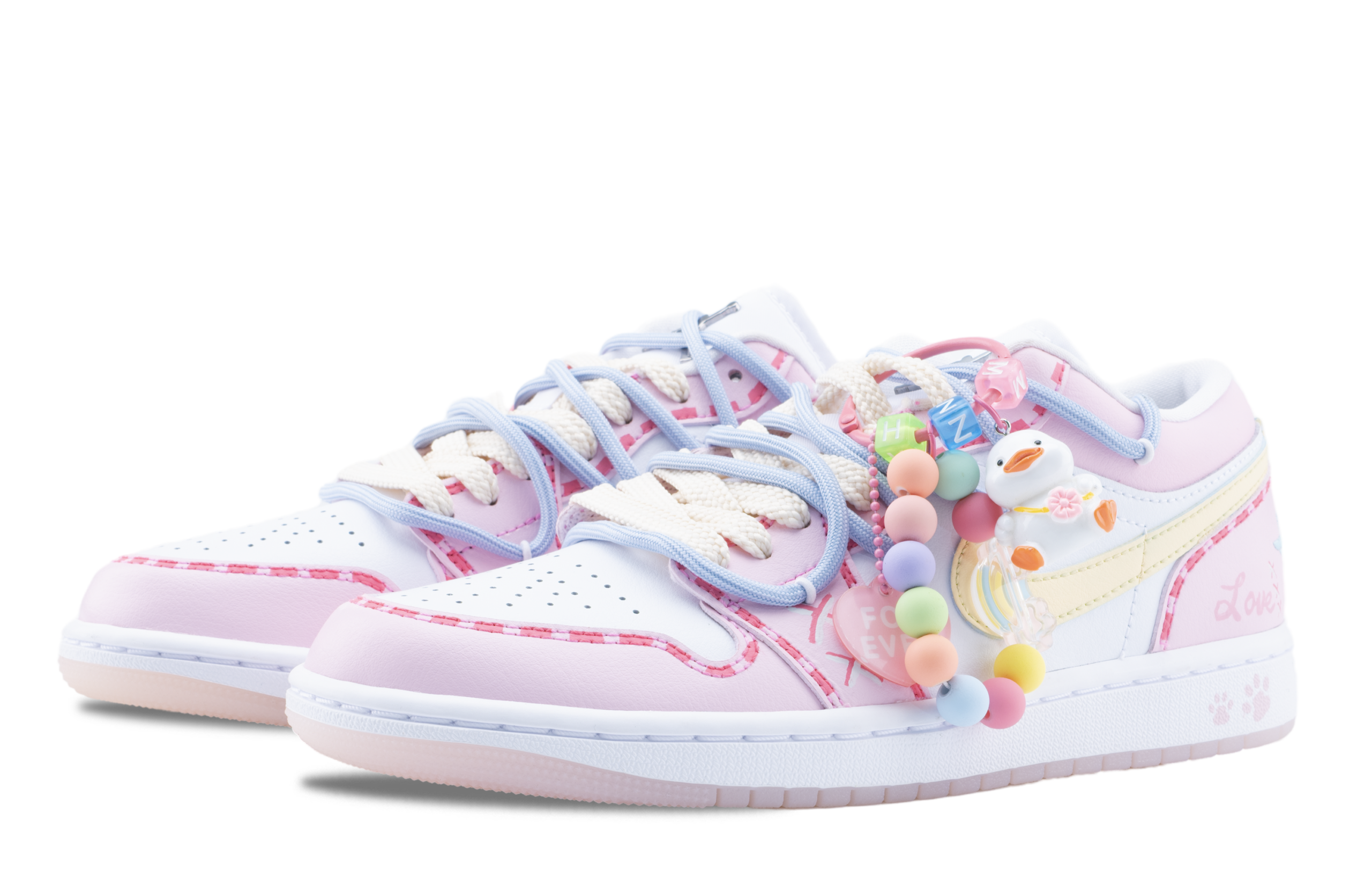 Jordan Air Jordan 1 Slip Resistant Abrasion Resistant Low top Vintage Basketball Shoes Unisex Pink