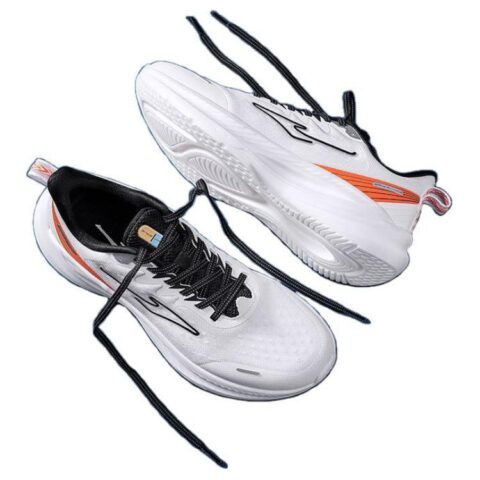 Erke Slip Resistant Abrasion Resistant Slip Resistant Abrasion Resistant Low top Running Shoes Men’s White Orange