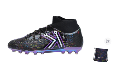 KELME Quick Spark 5.0 MG Multi Ground Abrasion Resistant Support Rebound Soccer Shoes Unisex Black Purple