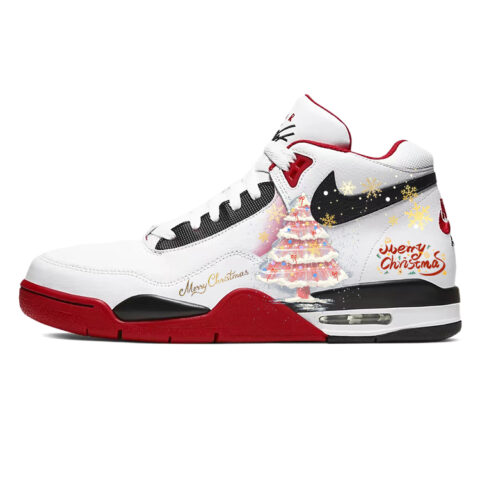 Nike Flight Legacy Slip Resistant Abrasion Resistant Mid top Vintage Basketball Shoes Unisex Red