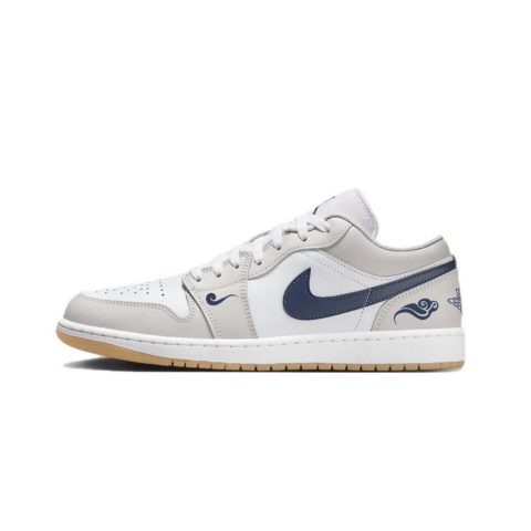 Jordan Air Jordan 1 Slip Resistant Abrasion Resistant Low top Vintage Basketball Shoes Unisex White Gray
