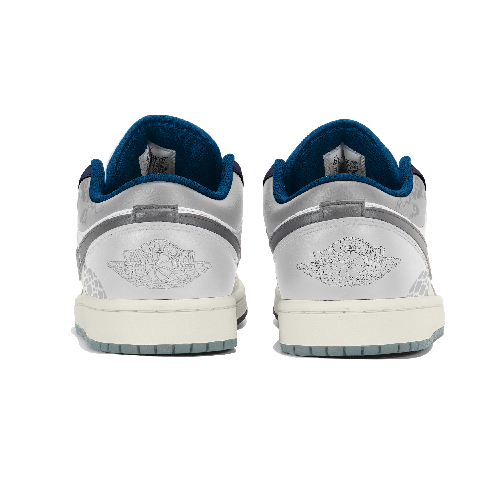 Jordan Air Jordan 1 Cushioning, Wear Resistant Low top Vintage Basketball Shoes Unisex Gray White