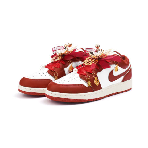 Jordan Air Jordan 1 Slip Resistant Abrasion Resistant Low top Vintage Basketball Shoes Women’s Red