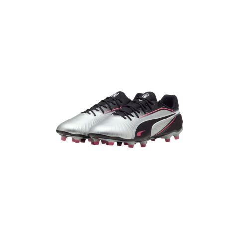 PUMA KING MATCH Fabric Soccer Shoes Unisex Silver Black