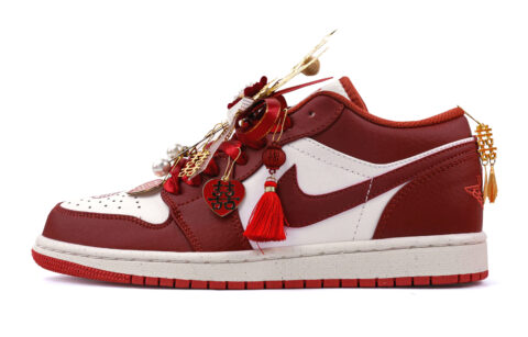 Jordan Air Jordan 1 Abrasion Resistant Low top Vintage Basketball Shoes Unisex Dark Red