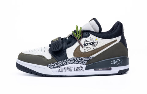 Jordan Legacy 312 Rhythm Meowth Leather Abrasion Resistant Low top Vintage Basketball Shoes Men’s White Blue Brown