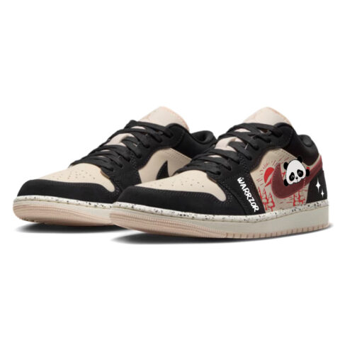 Jordan Air Jordan 1 Sunrise, Cute Bear Cat Anti Slip Wear Resistant Low Top Vintage Basketball Shoes Women’s Black Pink