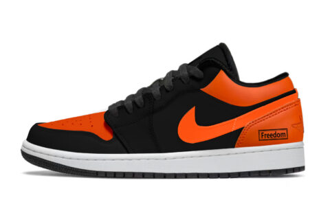 Jordan Air Jordan 1 Gift Box Abrasion Resistant Low top Vintage Basketball Shoes Unisex Black Orange