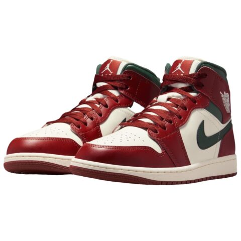 Jordan Air Jordan 1 Classic And Versatile Mid top Vintage Basketball Shoes Unisex Red White
