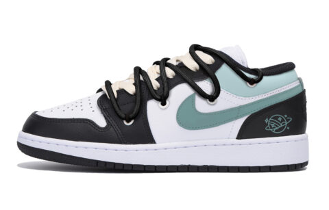 Jordan Air Jordan 1 Abrasion Resistant Slip Resistant Low top Vintage Basketball Shoes Men’s Black White Green