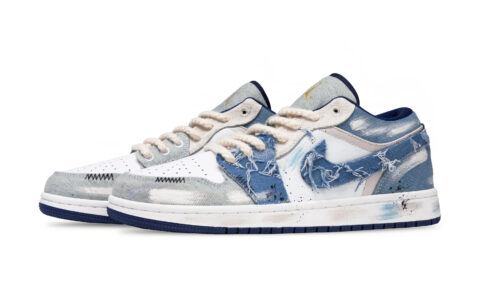Jordan Air Jordan 1 Distressed Denim Slip Resistant Abrasion Resistant Slip Resistant Abrasion Resistant Low top