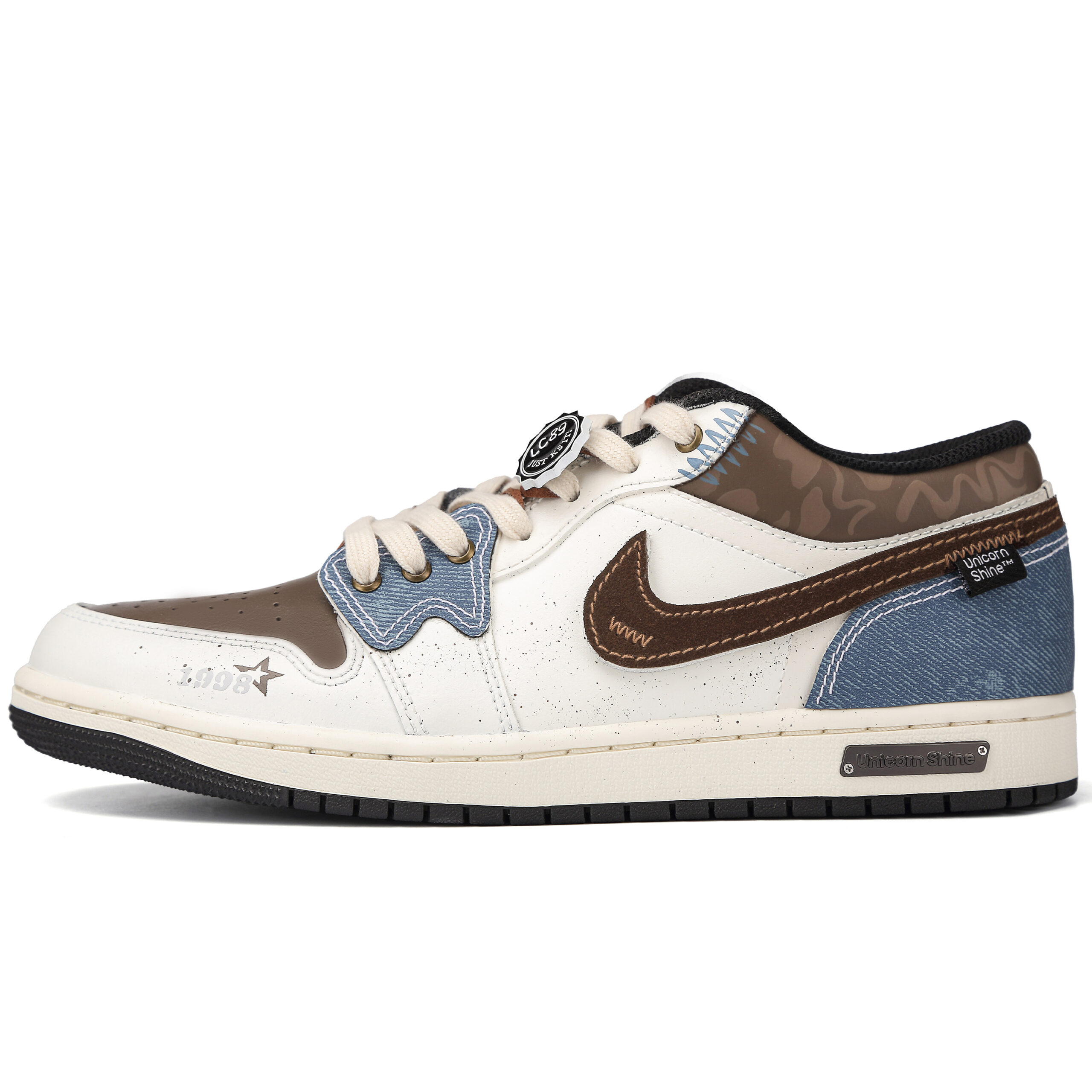 Jordan Air Jordan 1 Denim Is Busy Leather Abrasion Resistant Abrasion Resistant Low top Vintage Basketball Shoes Men’s