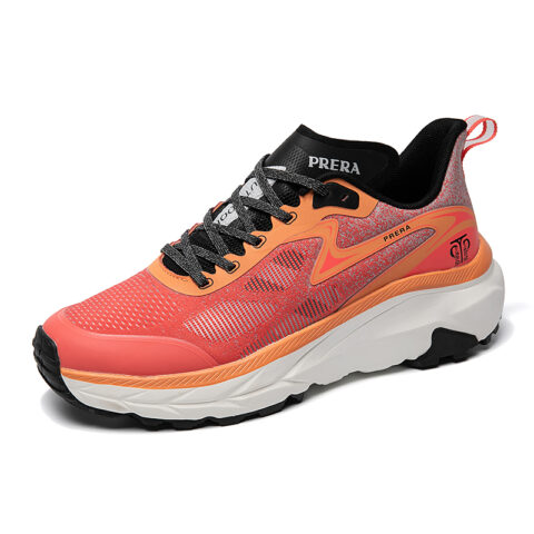BIANSULONG Cushioning Coverage Abrasion Resistant Slip Resistant Mid top Casual Running Shoes Unisex Orange Red