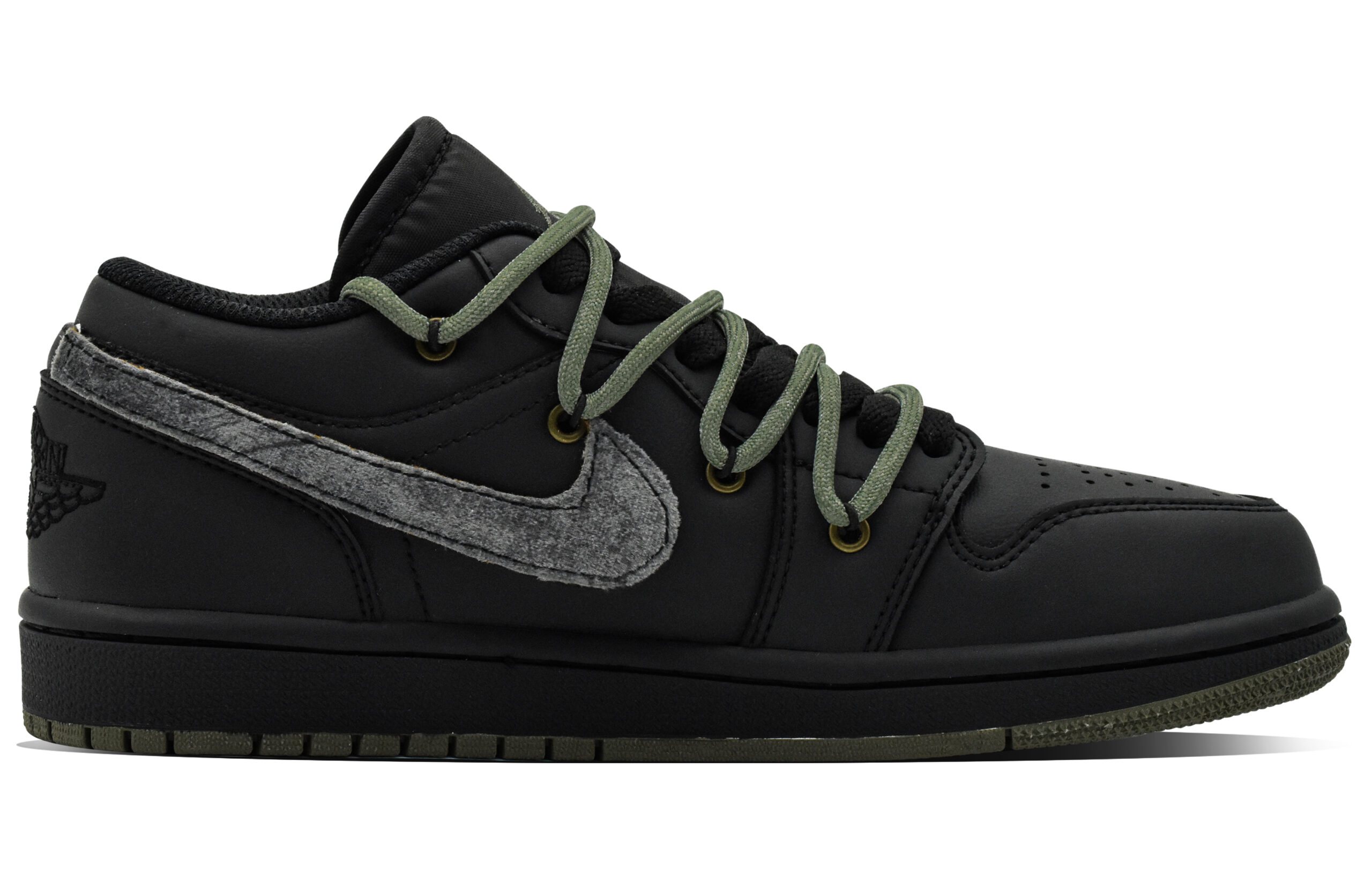 Jordan Air Jordan 1 Low top Vintage Basketball Shoes Unisex Black Green