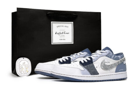 Jordan Air Jordan 1 Abrasion Resistant Low top Vintage Basketball Shoes Men’s Blue White