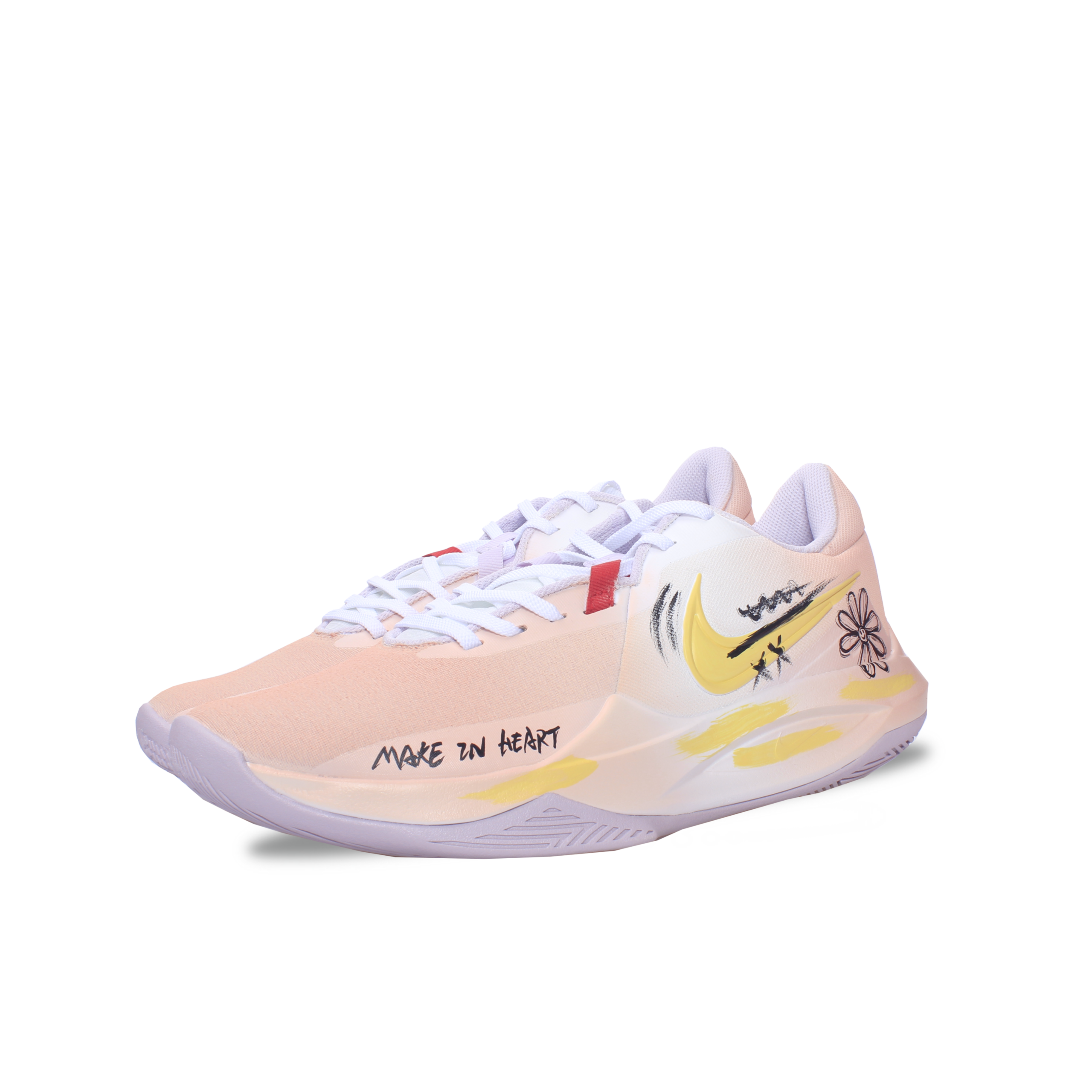 Nike Precision 6 Wear resistant And Lightweight Low top Basketball Shoes Men’s Pink Yellow