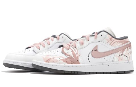 Jordan Air Jordan 1 Abrasion Resistant Low top Vintage Basketball Shoes Unisex White Pink