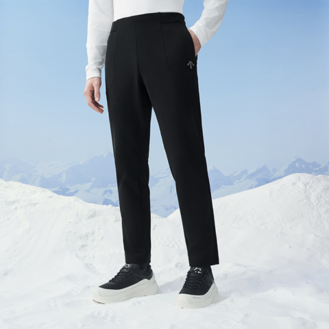 DESCENTE SKI STYLE Outdoor Commute Knitted Fabric Thermal Fleece Lined Sports Pants Men’s Black