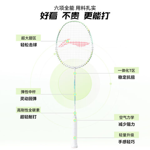 Li Ning Thunder Mini Cannon Badminton Rackets Offensive Type Heavy Head, Stiff Shaft Entry level Cyan+Black