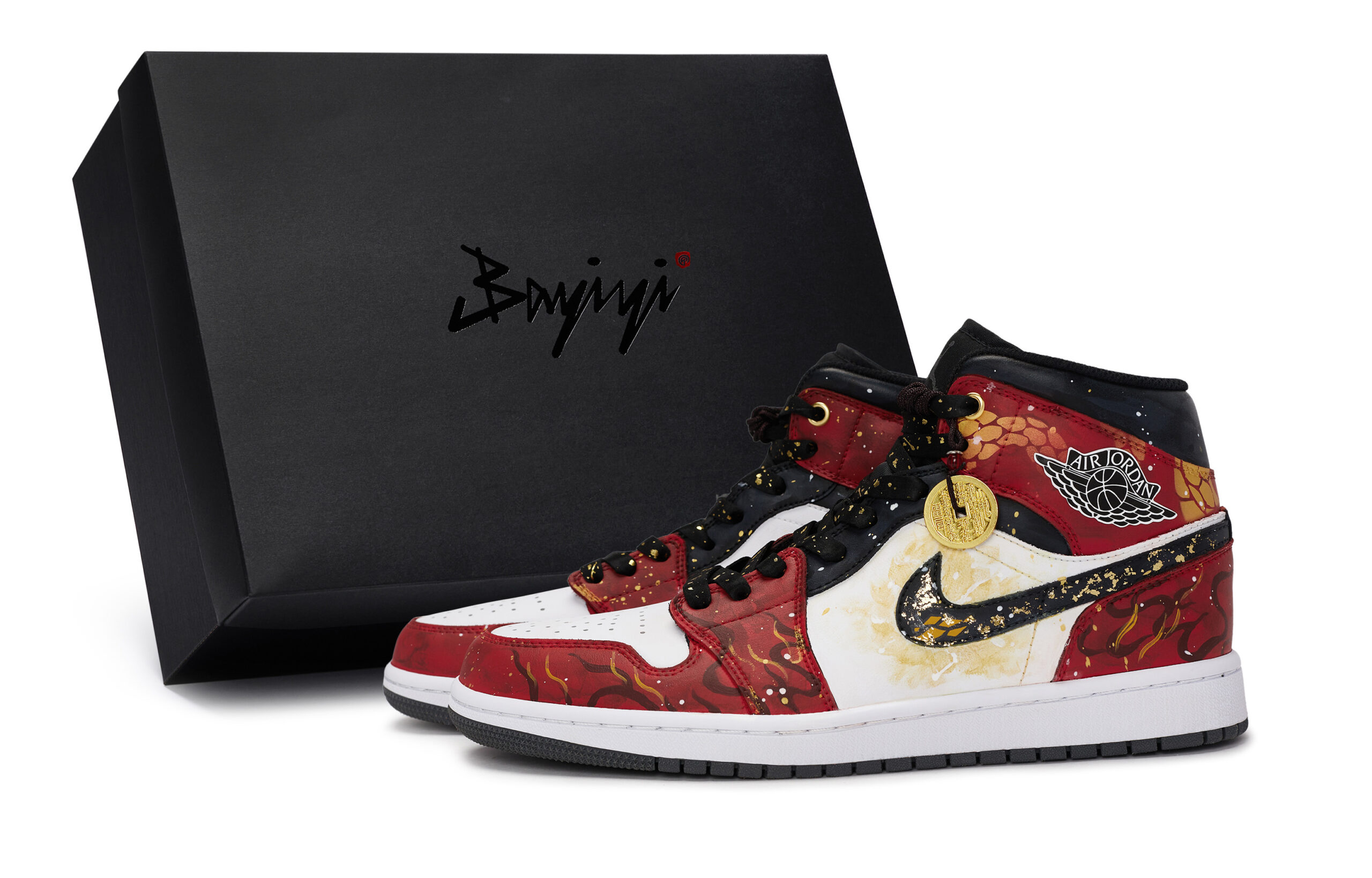Jordan Air Jordan 1 811 Manufacturing, Golden Python Rising From The Flames, Special Shoe Box Mid top