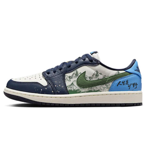Jordan Air Jordan 1 Slip Resistant Abrasion Resistant Low top Vintage Basketball Shoes Unisex Blue