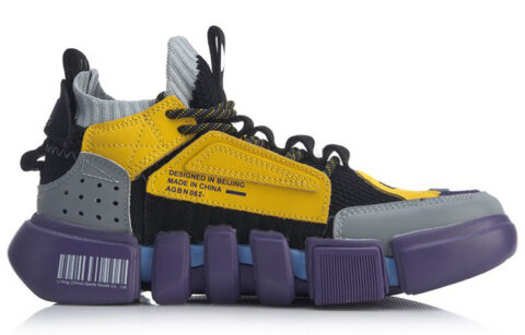 Li Ning Slip Resistant, Abrasion Resistant, Breathable Mid top Vintage Basketball Shoes Women’s Black Gray Yellow