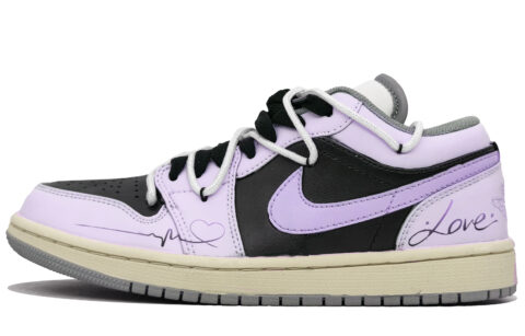 Jordan Air Jordan 1 Cushioning Low top Vintage Basketball Shoes Unisex Romantic Purple