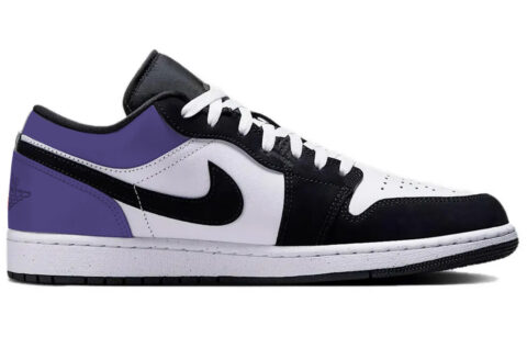 Jordan Air Jordan 1 Purple Toes Abrasion Resistant Low top Vintage Basketball Shoes Unisex Black Purple