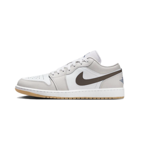 Jordan Air Jordan 1 Slip Resistant Abrasion Resistant Low top Vintage Basketball Shoes Unisex White Brown