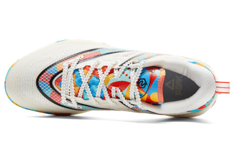 PEAK Abrasion Resistant Rebound Anti Twist Low top Basketball Shoes Men’s White Orange Green