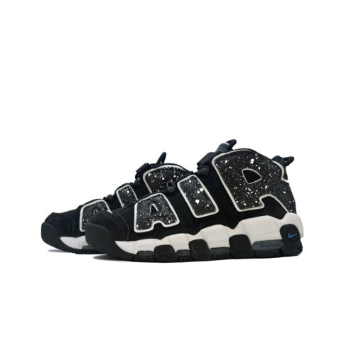 Nike Air More Uptempo Slip Resistant Abrasion Resistant Mid top Vintage Basketball Shoes Men’s Black White