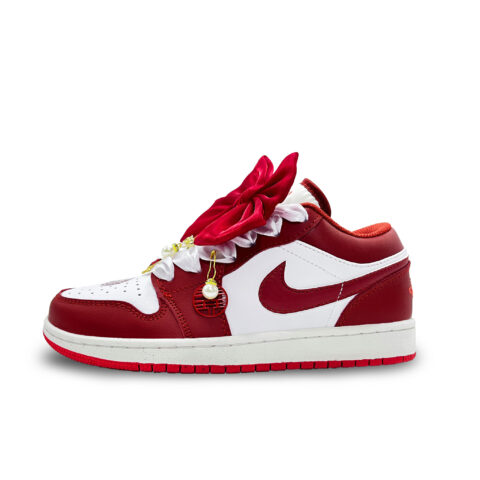Jordan Air Jordan 1 Slip Resistant Abrasion Resistant Low top Vintage Basketball Shoes Unisex Red