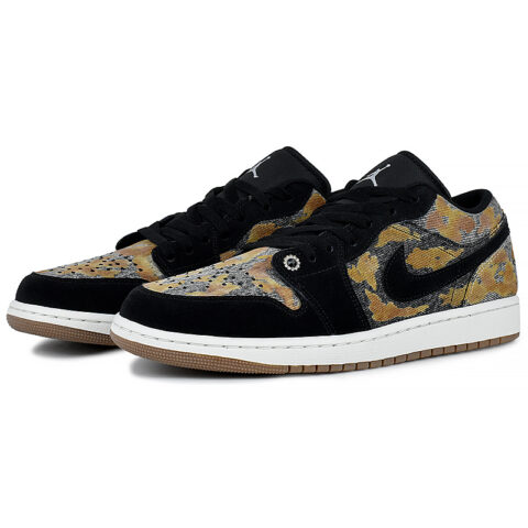 Jordan Air Jordan 1 Abrasion Resistant Low top Vintage Basketball Shoes Men’s Black Yellow