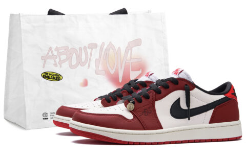Jordan Air Jordan 1 Slip Resistant Abrasion Resistant Low top Vintage Basketball Shoes Unisex Red