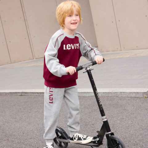 Levis Kids Clothing Comfortable Pullover Without Hood Sweatshirt Pants Casual Suit Heather Gray Teenagers