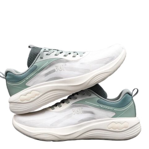 361° PU, Mesh Cushioning Breathable Low top Training Running Shoes Men’s White Green