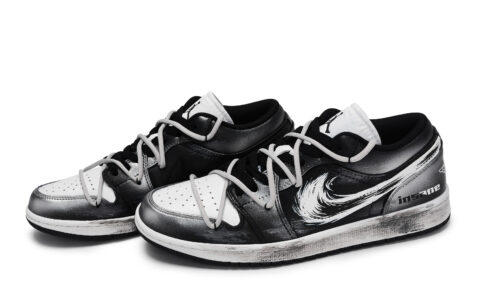 Jordan Air Jordan 1 Nighttime Floating Clouds Vintage Basketball Shoes Unisex Black White Gray