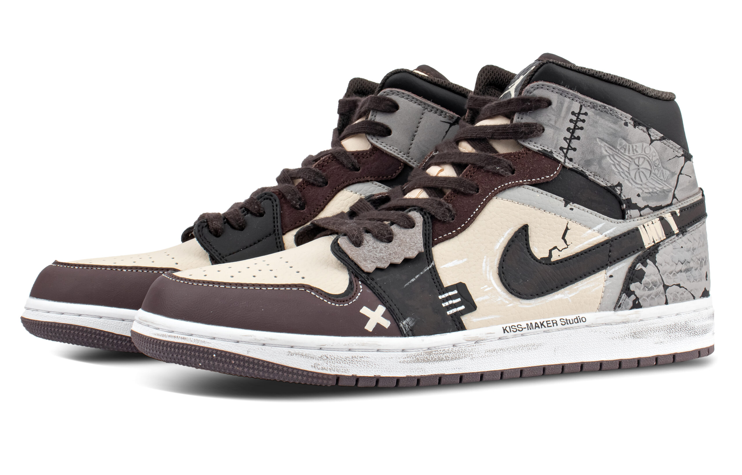 Jordan Air Jordan 1 Synthetic Leather Abrasion Resistant Abrasion Resistant Mid top Vintage Basketball Shoes Men’s