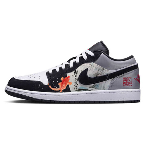Jordan Air Jordan 1 Slip Resistant Abrasion Resistant Low top Vintage Basketball Shoes Men’s Black