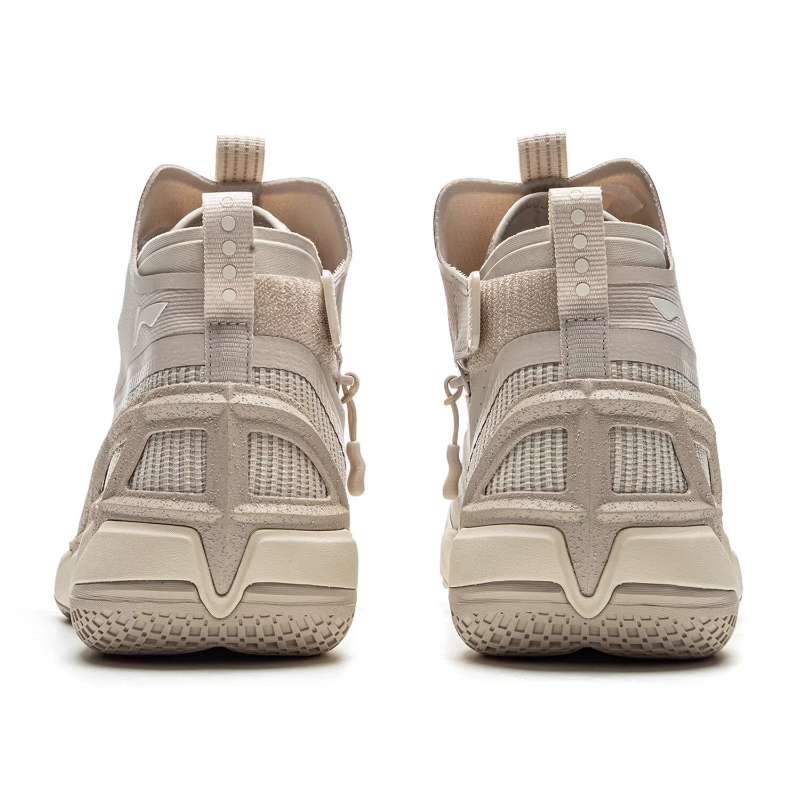 Li Ning BadFive 4 Cushioning Slip Resistant Abrasion Resistant Mid top Basketball Shoes Men’s Beige