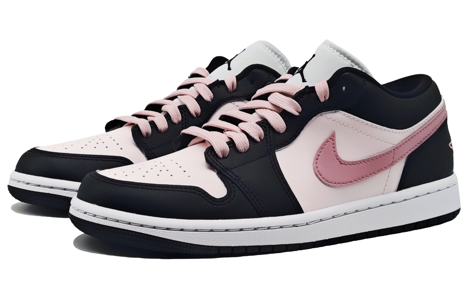 Jordan Air Jordan 1 Slip Resistant, Abrasion Resistant, Lightweight Low top Vintage Basketball Shoes Women’s Black Pink