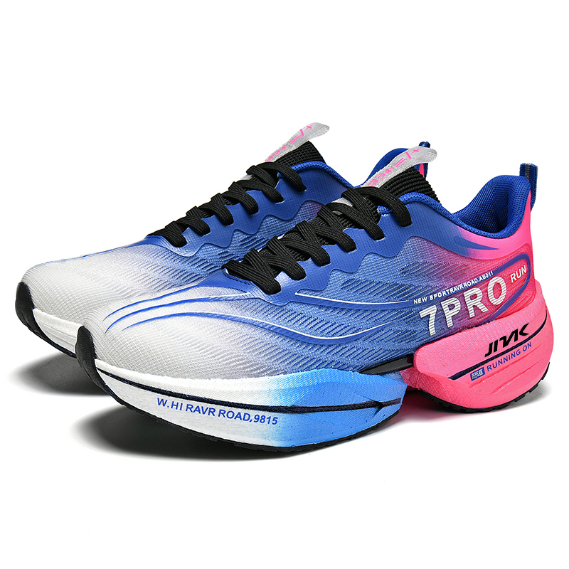 JINLAIKE Fabric Cushioning Slip Resistant Abrasion Resistant Low top Nylon TPU Sheet Running Shoes Unisex Blue